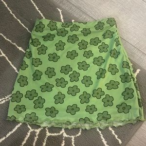 Green floral print skirt